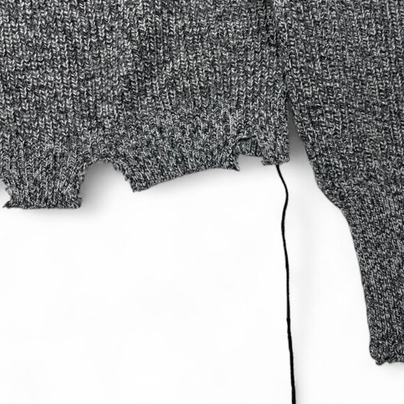 Helmut Lang Cotton Cashmere Wool Distressed Look Gray Knit Sweater Women's XS - Picture 5 of 8